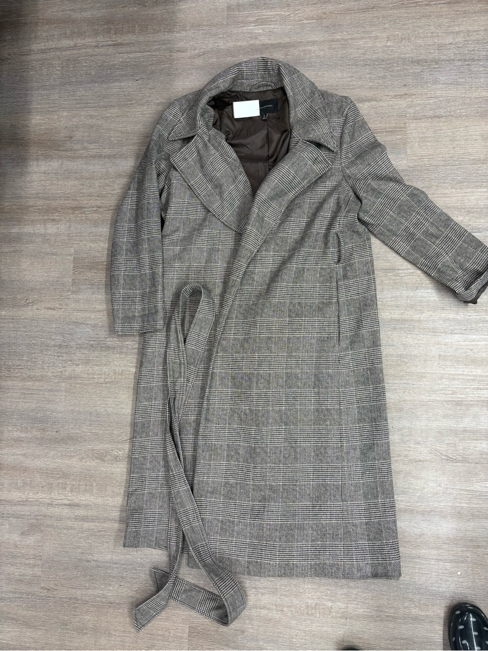 Banana Republic Gray Plaid Long Trench Coat